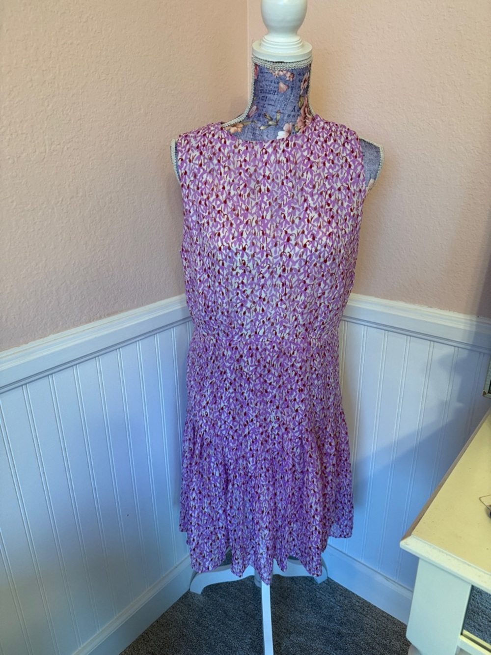 Ann Taylor Lavender Floral Drop-Waist Dress -